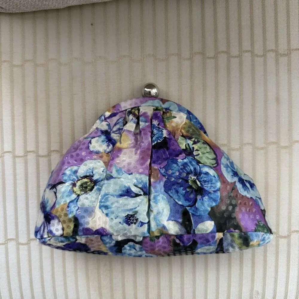 Laila Rowe Purple Floral Clutch Bag - Vintage